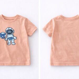 Pekkle Astronaut Graphic Tee 👩‍🚀 | Size 6M | Soft Peach Baby Shirt